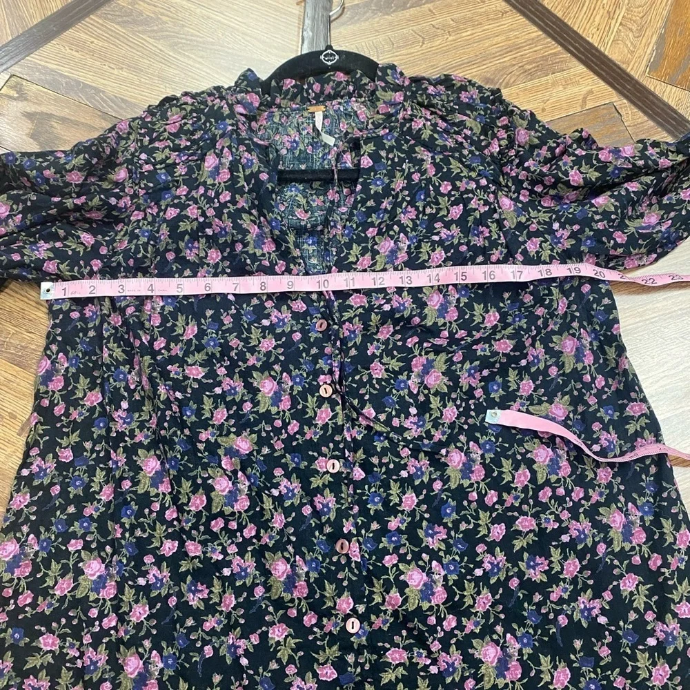 Free People Meant to Be Floral Puff Sleeve Blouse Size Small